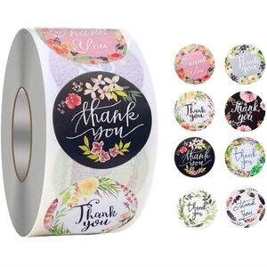 Floral Thank You Sticker Roll 500 Piece Count